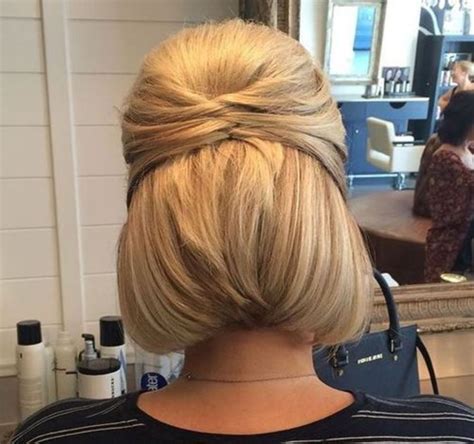 Half Up Hairstyle For Bob Length Bob Updo Hairstyles Formal Hairstyles