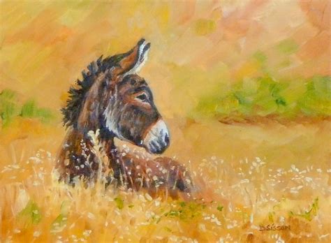 Daily Painting Projects Donkey In Meadow Oil Painting Donkey Portrait