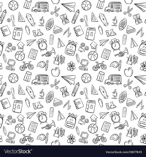Back To School Seamless Pattern Background Set Vector Image
