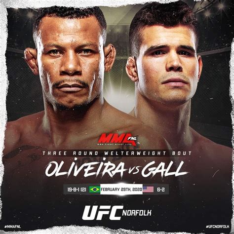 Бразильский спортсмен чарльз оливейра в главном поединке ufc 262 одержал победу над американцем майклом чендлером. Микки Галл и Алекс Оливейра встретятся на турнире UFC в ...