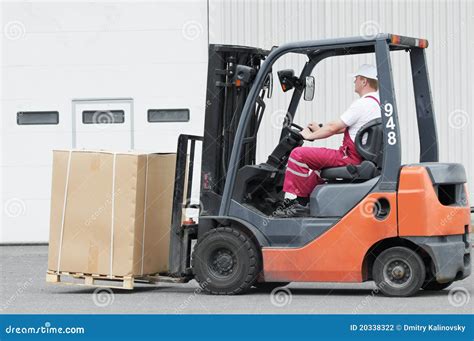 Warehouse Worker Driver in Forklift Stock Photo - Image of machine