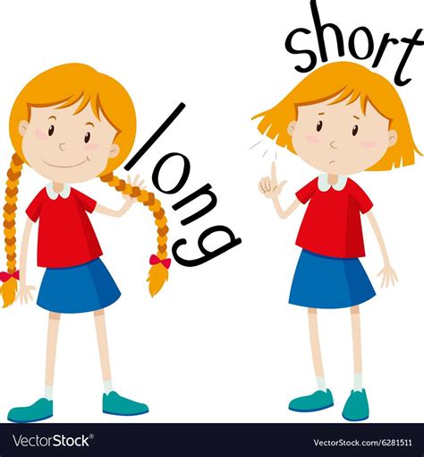 Opposite Adjectives Long And Short Royalty Free Vector Image English