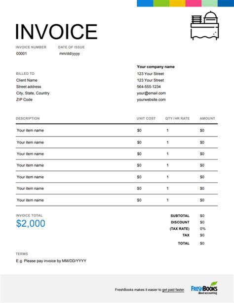 Free Catering Invoice Template Download Now Freshbooks