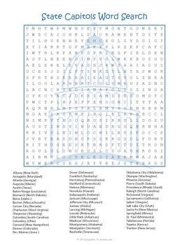 State Capitols Word Search Puzzle - All 50 States! | State lesson