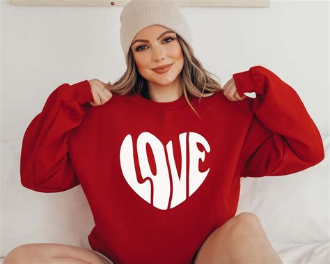 Love Sweatshirt Womens Valentines Hearts Sweatshirt Valentine