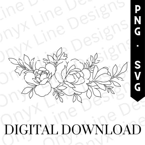 Floral Single Line Svg Shaping Laser Svg Flower Svg Cut File Engrave