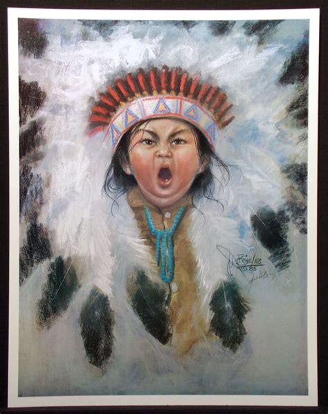 Jess Dubois Signed Poster 1985 From A Painting Of A Native American