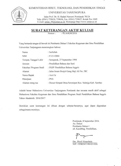 Atas perhatiannya kami haturkan terima kasih. Contoh Surat Keterangan Masih Sekolah Pdf / Contoh Surat ...