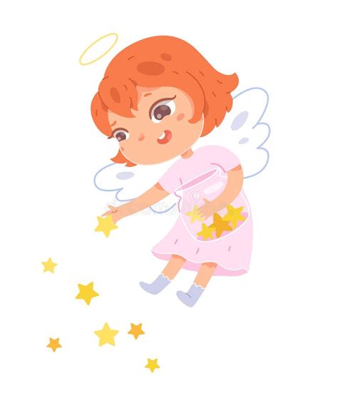 Cute Angel Baby Girl Little Kid Flying In Heaven Holding Fantasy