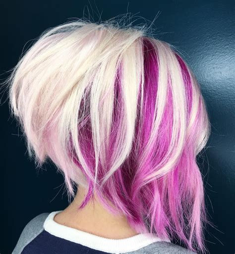 Stacked Bob With Pink And Blonde Short Hair Pinterest Stacked Bobs Bobs And Blondes