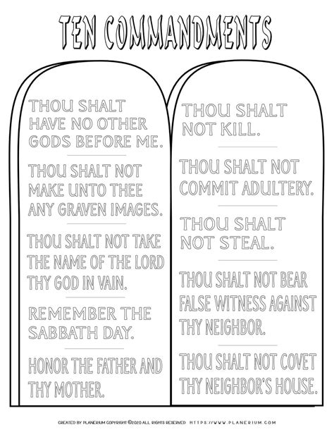 Ten Commandment Coloring Pages For Free