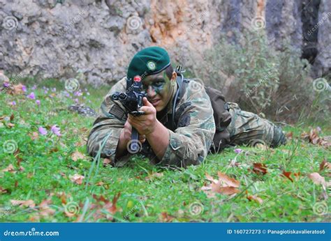 Special Forces Commando Shooting On Prone Position Stock Image Image