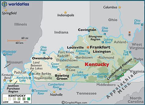 Large Color Map Of Kentucky