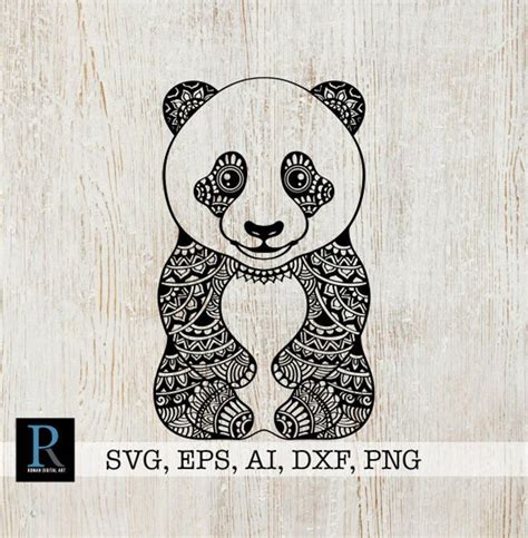 Zentangle Panda Svg Mandala Panda Svg Single Layered Etsy Mandala