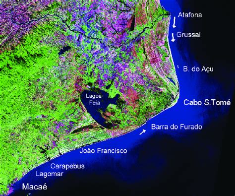 Planície costeira do rio Paraíba do Sul com principais localidades e Download Scientific