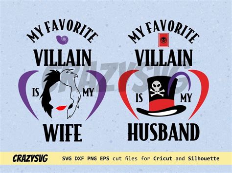 Disney Villains Cricut Husband Wife Cut File T Shirt Design Svg