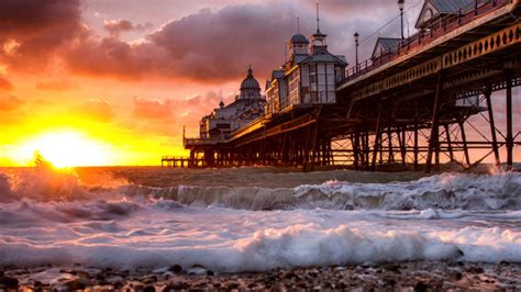 Pier Sunset Sunlight Ocean Beach Wallpapers Hd Desktop And Mobile