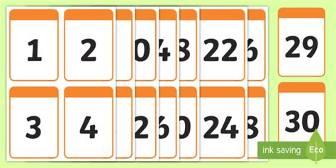 Number Digit Cards 0 30 Math Numeracy Digit Card Number