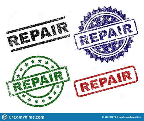 Scratched Textured Repair Seal Stamps Stock Vector Illustration Of