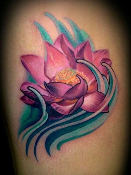Vivid Colors Pink Lotus Tattoo Tattooimagesbiz
