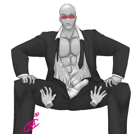 Rule 34 Agent Madness Combat Half Erect Hands On Thighs Madness Combat Muscular Open Clothes