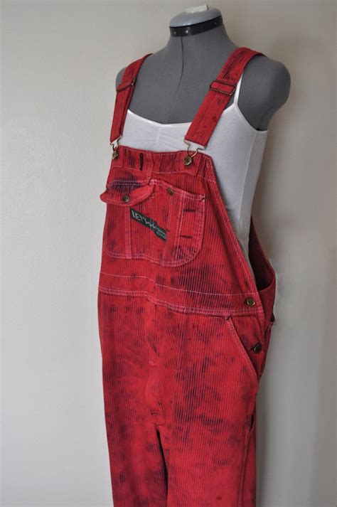 Dyed Bib Overalls Hand Dyed Red Key Imperial Pin Stripe