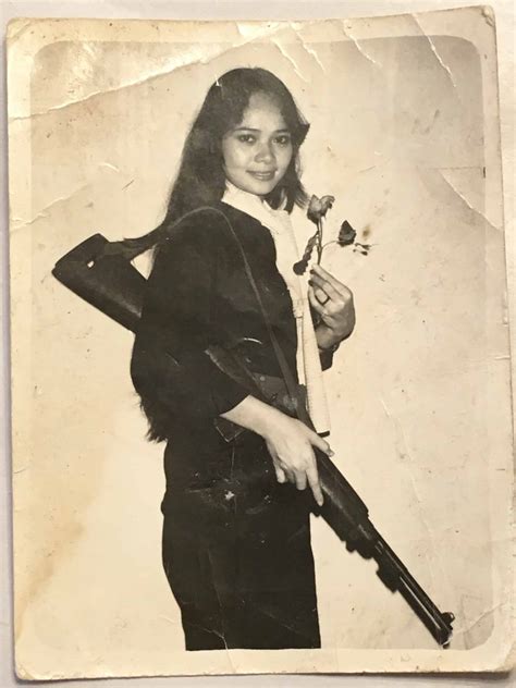 Photograph Of Viet Cong Female With M1 Carbine And Scarf Enemy Militaria