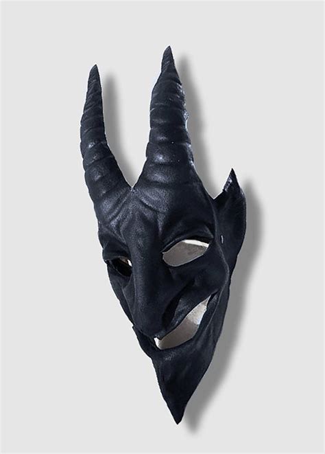 Satyr Mask Devil Demon Leather Black Horn Costume Larp Renaissance