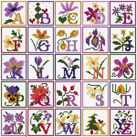 Ljt209 Alphabet Floral — Alphabets — Lesley Teare Monogram Cross Stitch