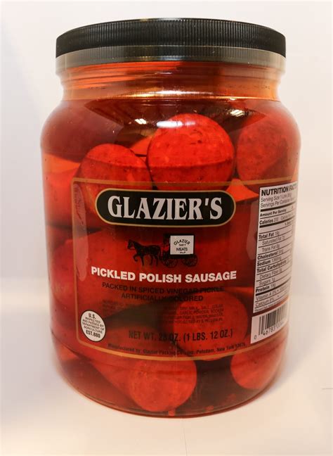 Glazier Pickled Polish Sausage 12 Gal Glaziers Hot Dog