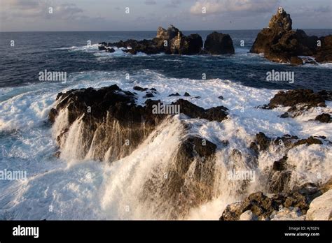 Wave Crashing Over Rock St Peter And St Paul S Rocks Brazil Atlantic