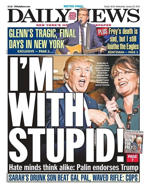 New York Daily News Rips Sarah Palins Stupid Endorsement Of Donald Trump Huffpost Latest News