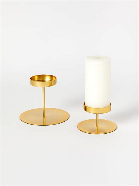 Be Home Short Gold Pillar Candle Holder Verishop Candle Centerpieces