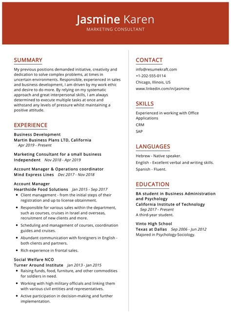 Resume samples for finance professionals and professionals working in the financial industry. Marketing Consultant Resume Sample - ResumeKraft