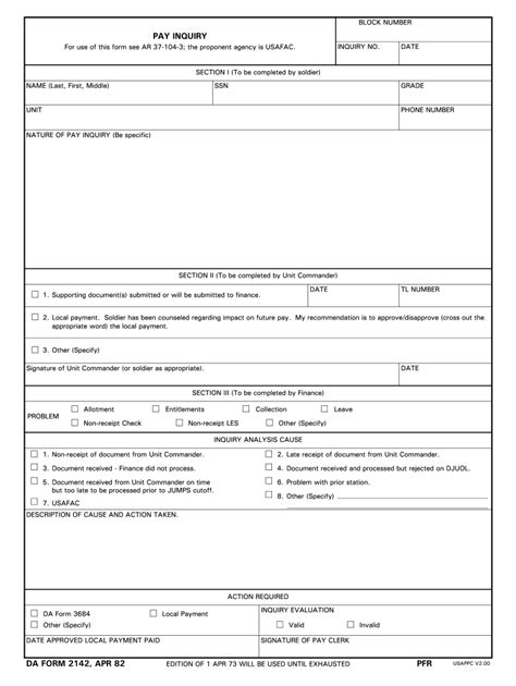Da Form 2142 Fill Online Printable Fillable Blank Pdffiller