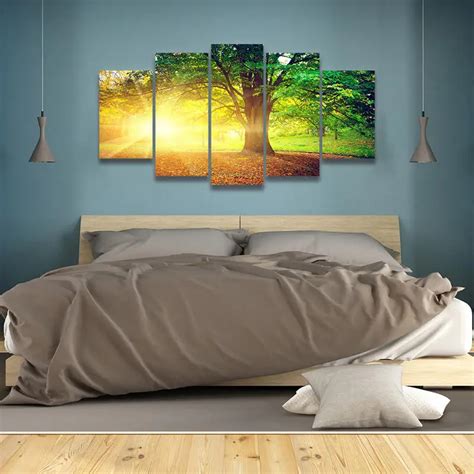 5 Panels Landscape Canvas Wall Art For Bedroom Living Room Home Decor