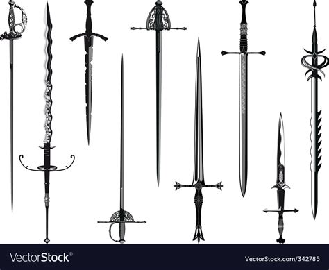 Silhouette Collection Swords Royalty Free Vector Image