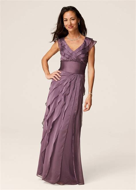 Flutter Sleeve Iridescent Chiffon Tiered Dress Mother Of The Bride