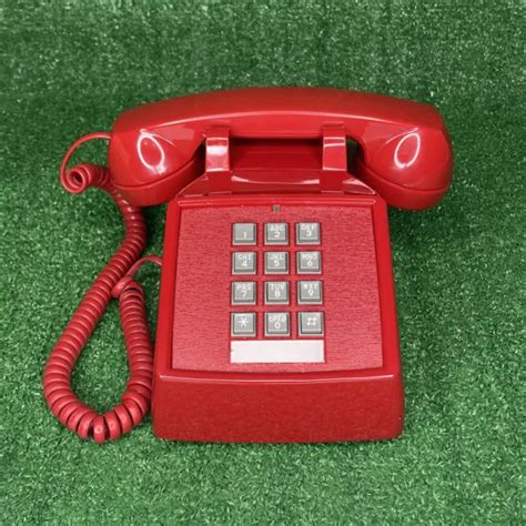 Retro Red Push Button Corded Basic Desk Phone Telephone Vintage Style