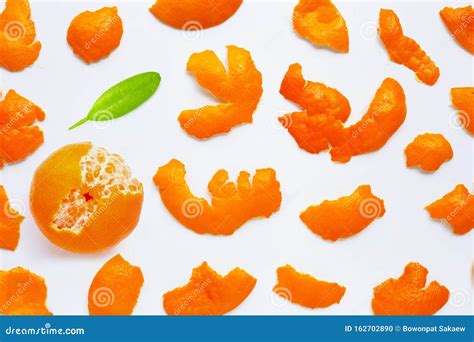 Orange With Peel On White Background Stock Photo Image Of Nature