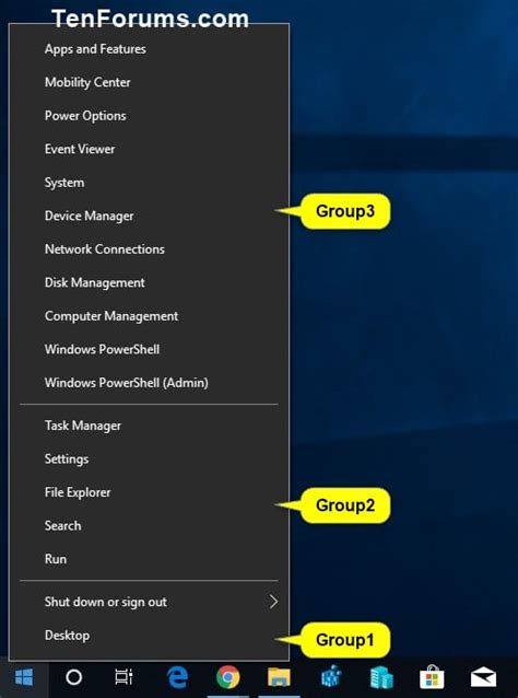 Add Or Remove Default Items On Winx Quick Link Menu In Windows 10