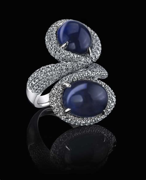 Robert Procop Sapphire And Diamond Ring Set With 14 21ct Cabochon