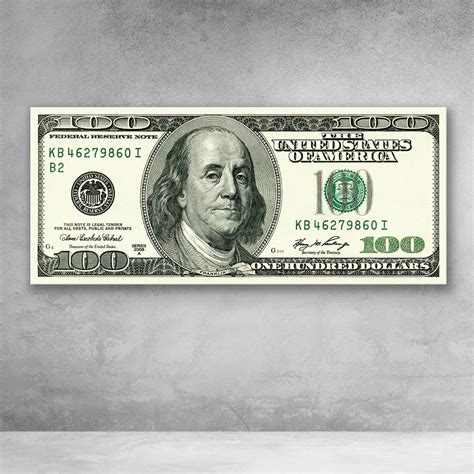 Original Ben Franklin Green 100 Dollar Bill Money Wall Art Dollar