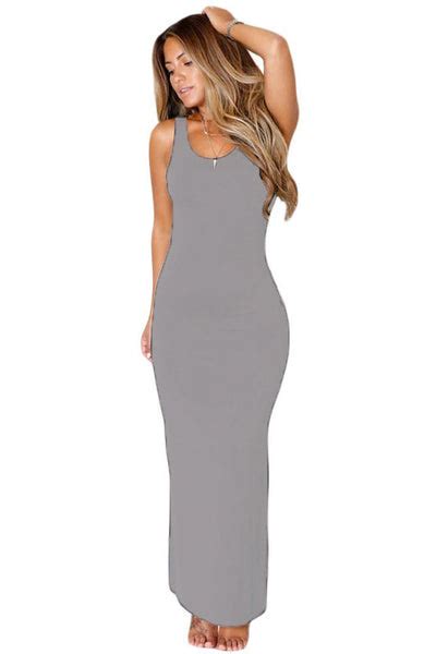 Grey Hollowed Back Her Maxi Jersey Dress