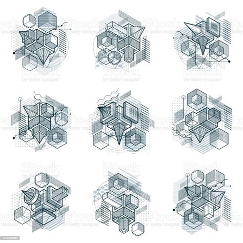 Abstract Isometrics Backgrounds 3d Vector Layout Vector Collection