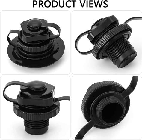 Casoter 2pcs Black Air Valve Inflatable Boat Spiral Air Plugs One Way