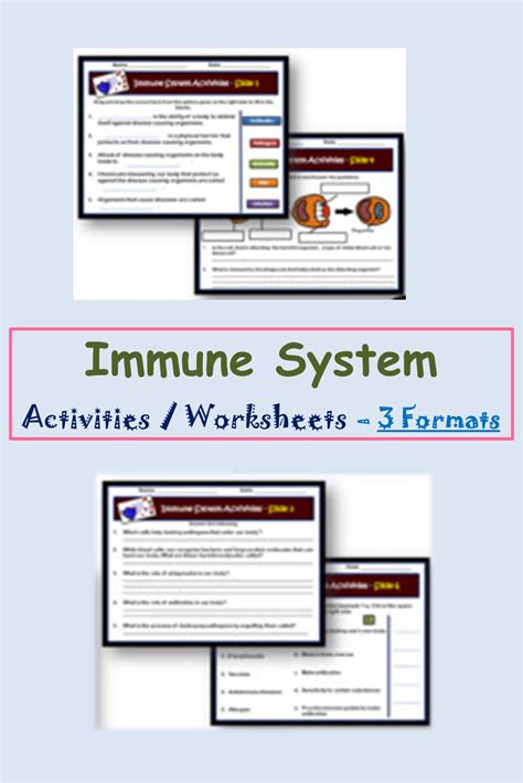 Immune System Activities Interactive Worksheets Editable Digital