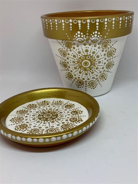 Made To Order Mandala Planter With Matching Saucer Etsy Painted