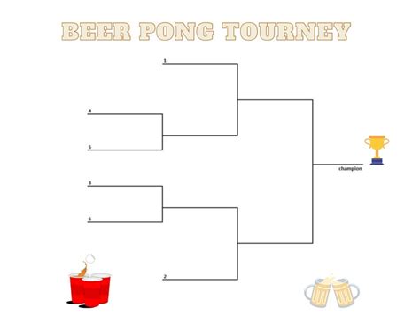 6 Team Beer Pong Tournament Bracket Instant Download Printable Bracket