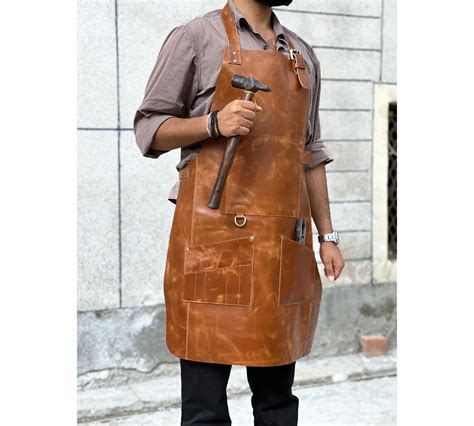 Genuine Leather Apron For Men Bbq Barbecue Aprons Chef Kitchen Etsy Australia